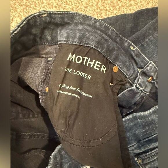 Mother The Looker Low Rise Skinny Jeans Dark Wash Frayed Sz 25 - Picture 5 of 8